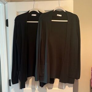 croft & barrow Black and Dark Green Open-Front Cardigans (Set of 2)